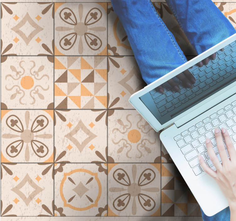 Alfombra vinílica imitación mármol motivos vintage - TenVinilo