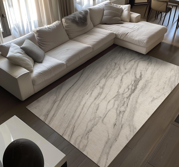Alfombra vinílica imitación mármol tonos marfil con negro - TenVinilo