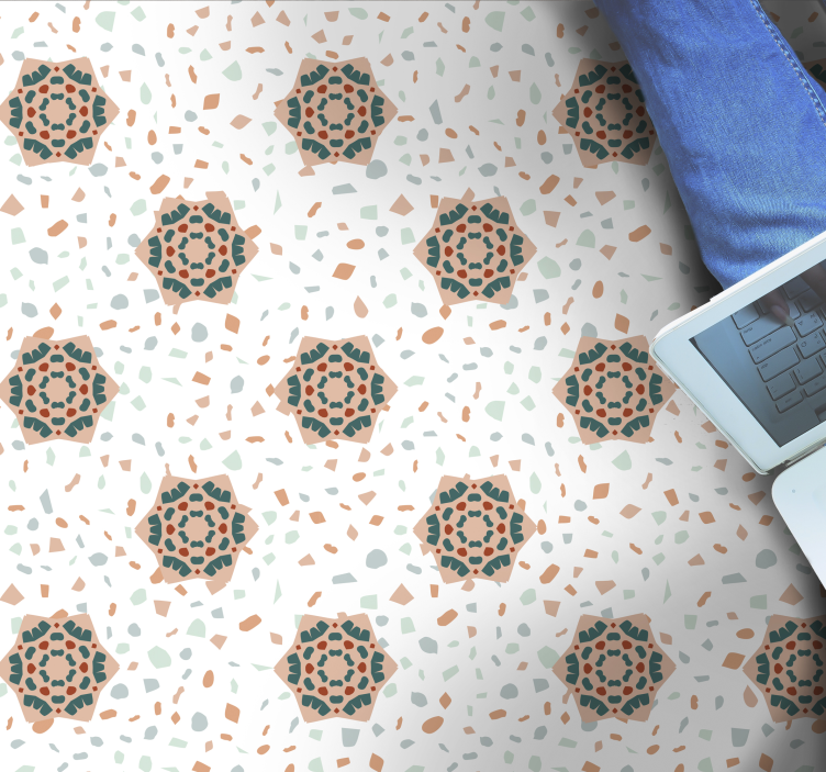 Alfombra vinílica imitación mosaico blanco - TenVinilo