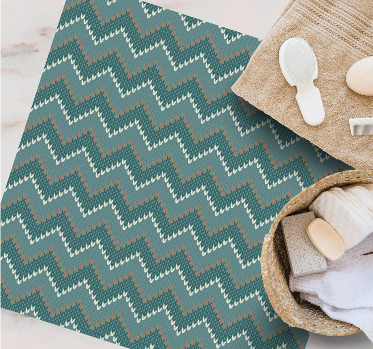 Alfombra vinílica étnica motivo de onda de chevron - TenVinilo