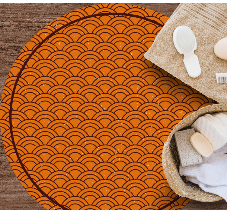 Alfombra vinílica redonda patrón de onda naranja - TenVinilo