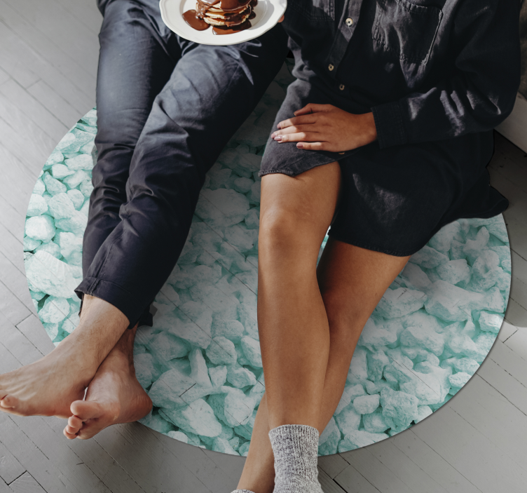 Alfombra vinílica imitación piedra diseño de tonos menta - TenVinilo