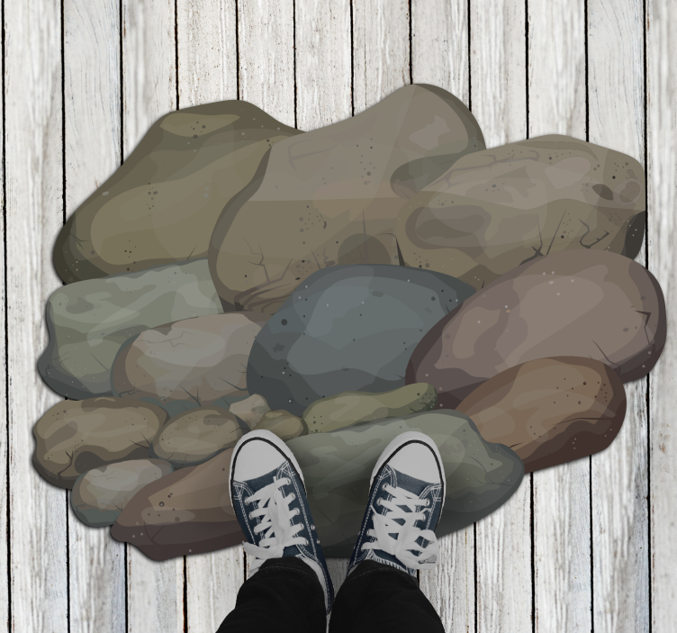 Alfombra vinílica imitación piedra ilustración de guijarros - TenVinilo