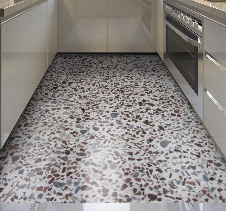 Alfombra vinílica imitación piedra mosaico de granito - TenVinilo