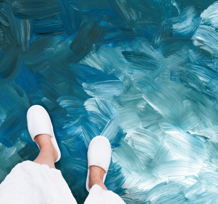 Alfombra vinílica imitación pinceladas oceánicas - TenVinilo