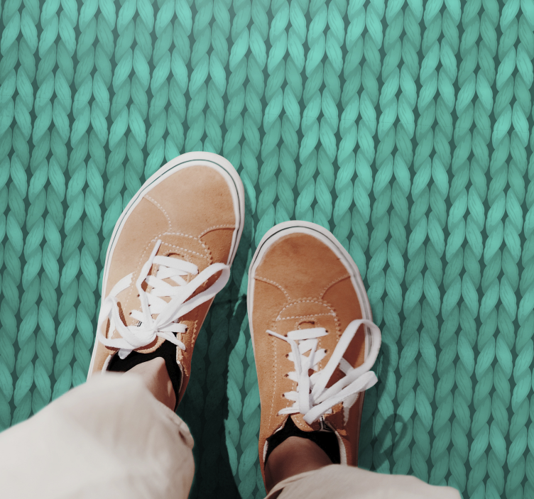 Alfombra vinílica imitación textura verde azulado trenzado - TenVinilo