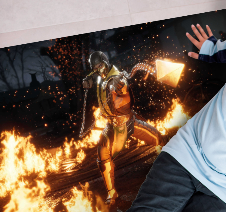 Alfombra vinílica juvenil acción ardiente de los personajes - TenVinilo