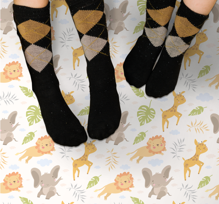 Alfombra vinílica infantil adorables criaturas de safari - TenVinilo