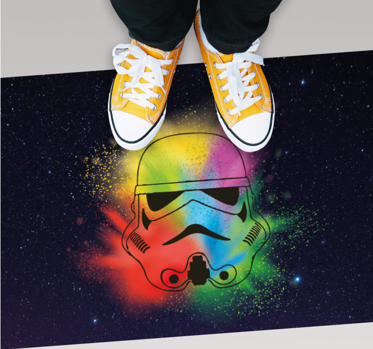 Alfombra vinílica infantil cara de stormtrooper colorida - TenVinilo