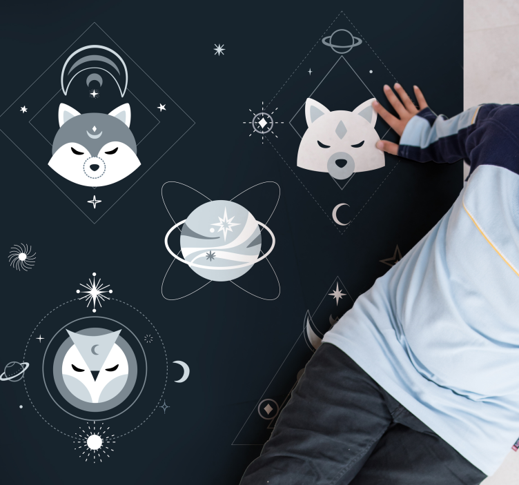 Alfombra vinílica infantil caras de animales cósmicos - TenVinilo