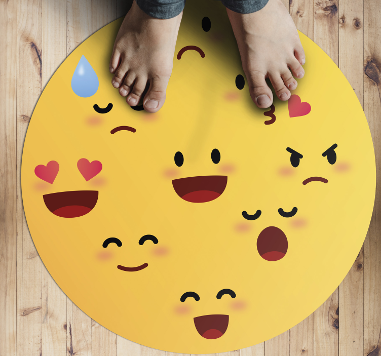 Alfombra de vinilo infantil Caras emoji - TenVinilo