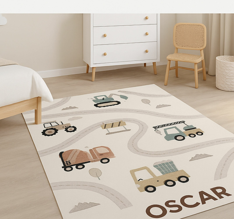 Alfombra vinílica infantil construcción beige personalizada - TenVinilo
