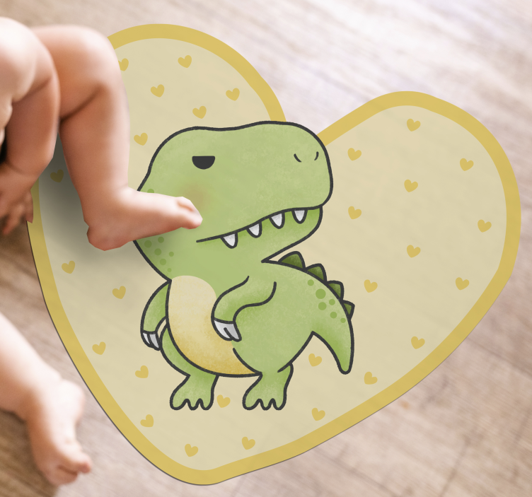 Alfombra vinilo infantil Dino t-rex corazon - TenVinilo