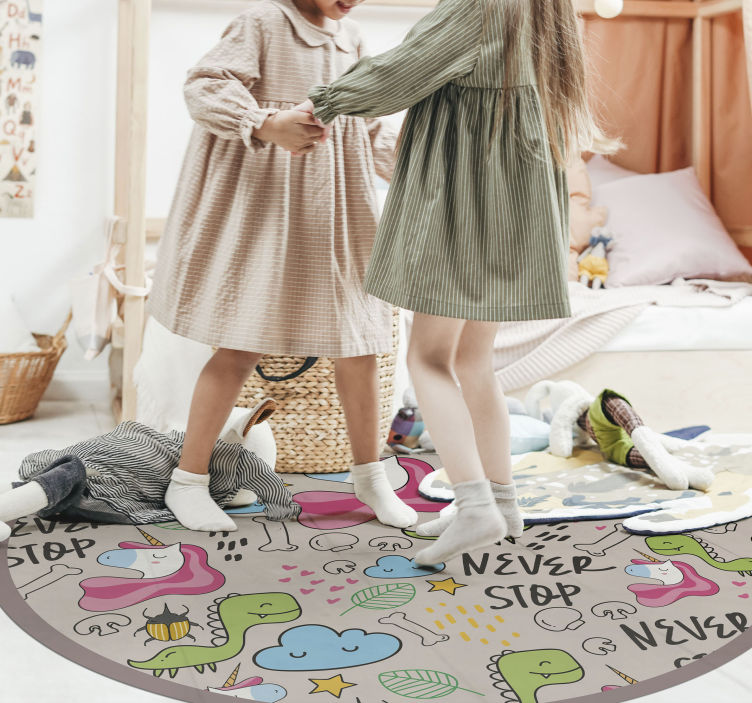 Alfombra vinílica infantil diseño juguetón de unicornio - TenVinilo