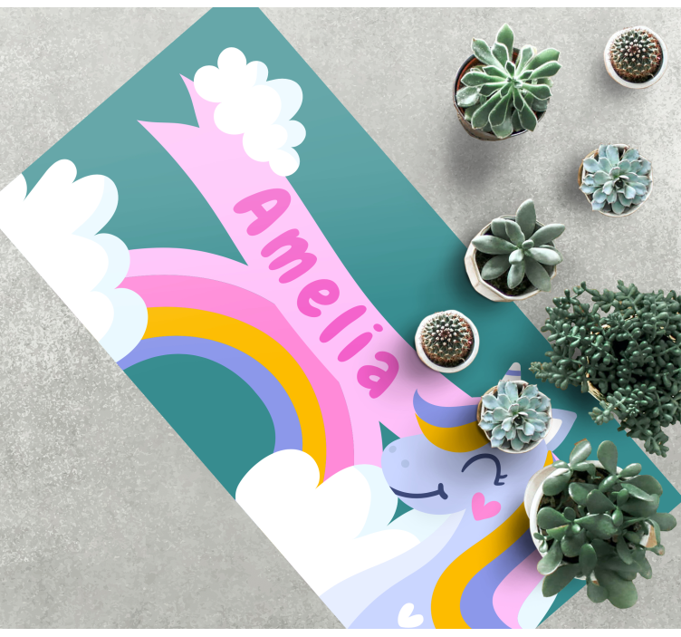 Alfombra vinílica infantil disfraz de unicornio arcoíris - TenVinilo