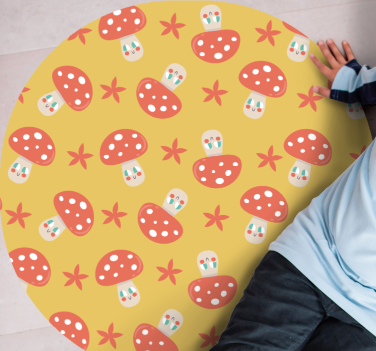 Alfombra vinílica redonda diversión con hongos - TenVinilo