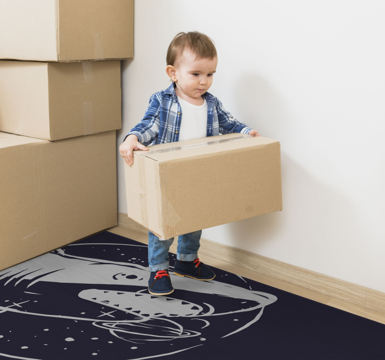 Alfombra vinílica infantil tiburón cósmico espacial - TenVinilo