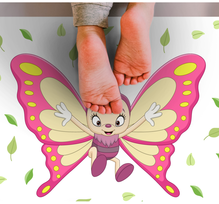 Alfombra vinílica infantil figura de mariposa vibrante - TenVinilo