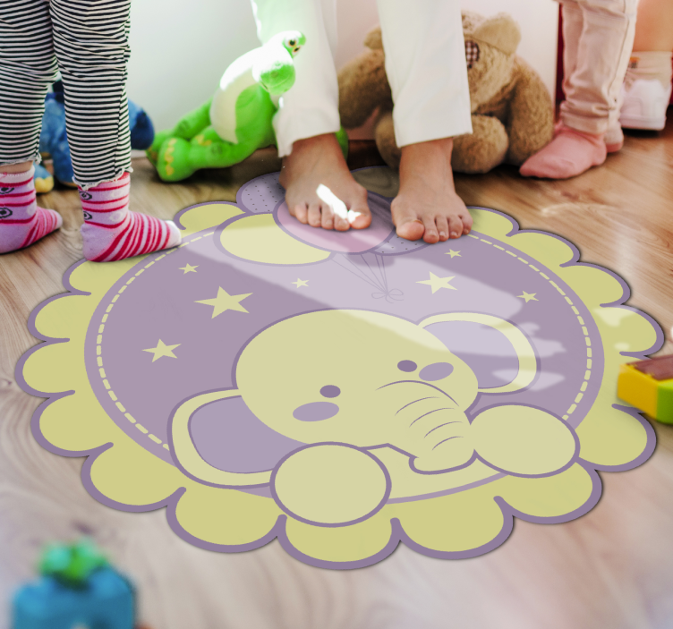 Alfombra vinílica infantil globos de elefante - TenVinilo