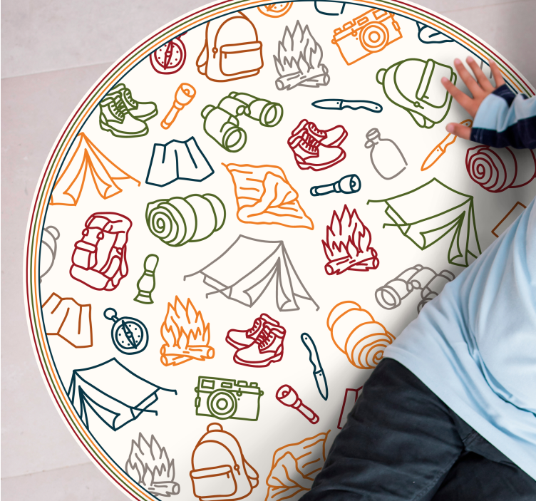 Alfombra vinílica infantil iconos de equipo de aventura - TenVinilo