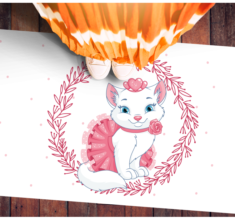 Alfombra vinílica infantil ilustración de gato encantador - TenVinilo