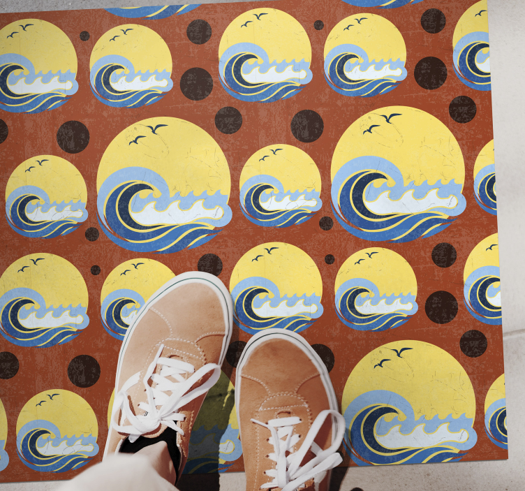 Alfombra vinílica infantil imágenes costeras - TenVinilo