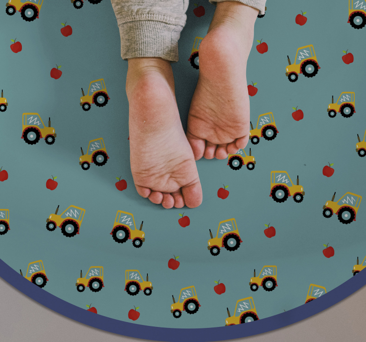 Alfombra vinílica infantil motivo divertido del tractor - TenVinilo