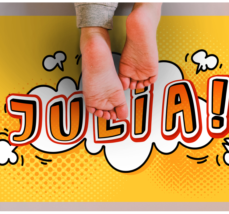 Alfombra vinílica infantil nube de nombres de grafiti - TenVinilo