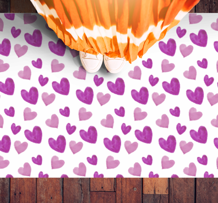 Alfombra vinílica infantil patrón de corazón juguetón - TenVinilo