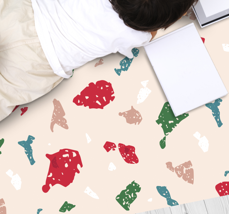 Alfombra vinílica imitación diseño de terrazo colorido - TenVinilo