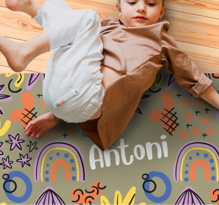 Alfombra vinílica infantil patrones de arcoíris coloridos - TenVinilo