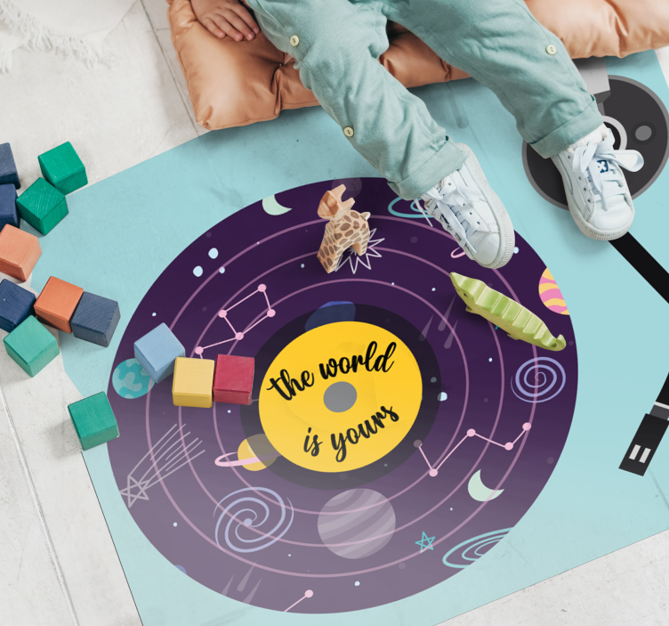 Alfombra vinílica infantil tema de exploración mundial - TenVinilo