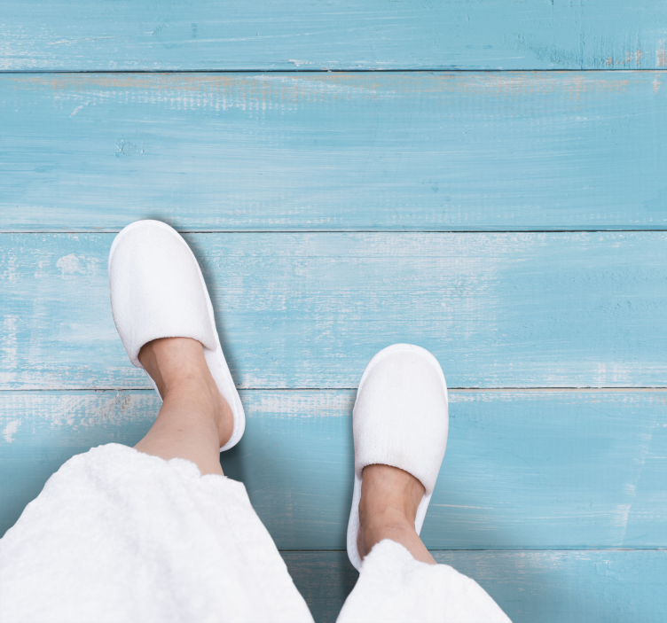Alfombra vinílica madera azul estilo marinero - TenVinilo