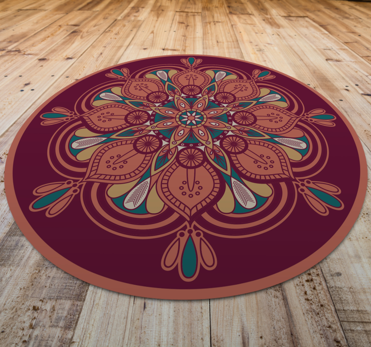 Alfombra vinílica mandala floral estilo india - TenVinilo