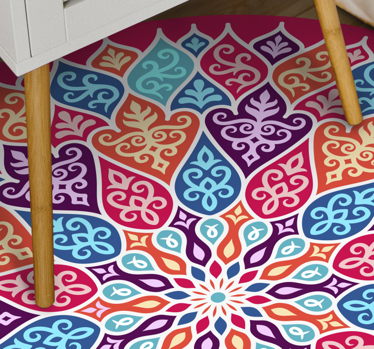 Alfombra vinílica mandala motivo de mandala colorido - TenVinilo