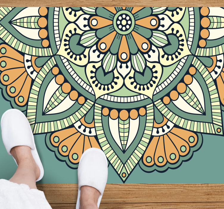 Alfombra vinílica mandala motivo floral medio - TenVinilo