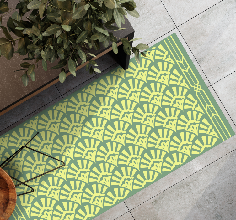 Alfombra vinílica hidráulica floral con rayos de sol - TenVinilo