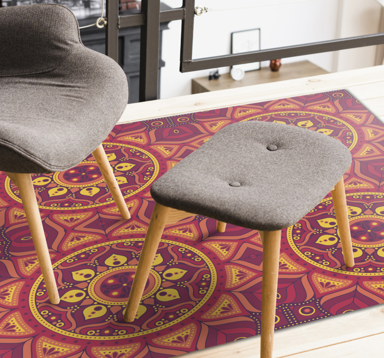 Alfombra vinílica mandala simetría inspirada en mandala - TenVinilo