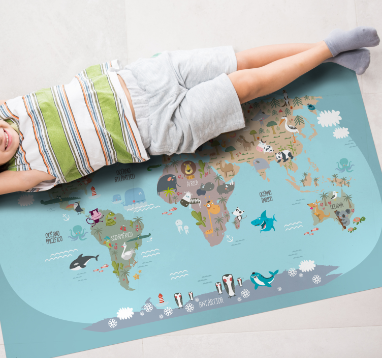 Alfombra de vinilo mapamundi infantil - TenVinilo