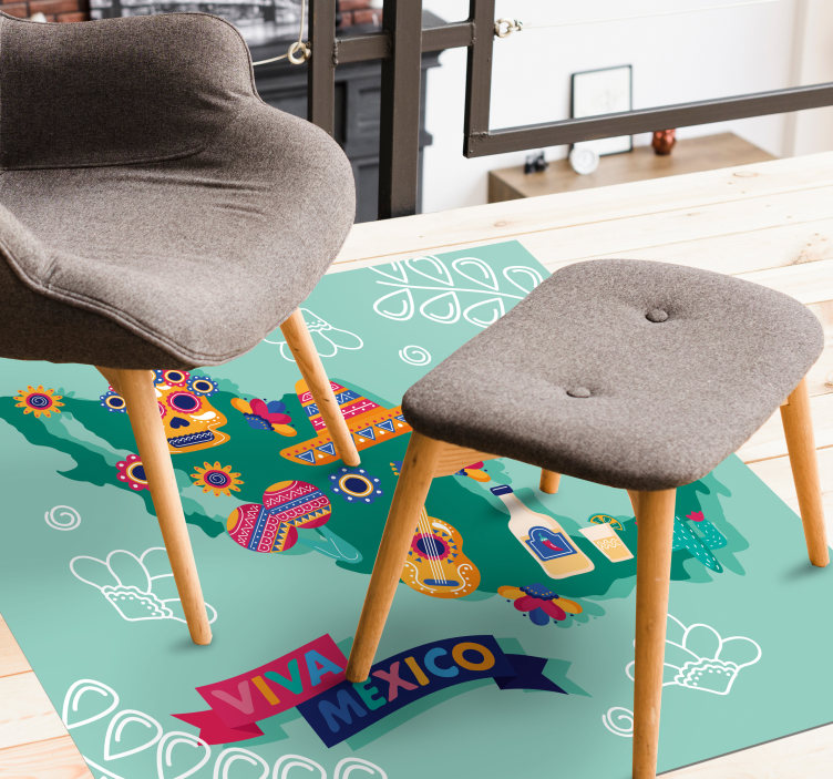 Alfombra vinilo mapamundi cultura mexicana - TenVinilo