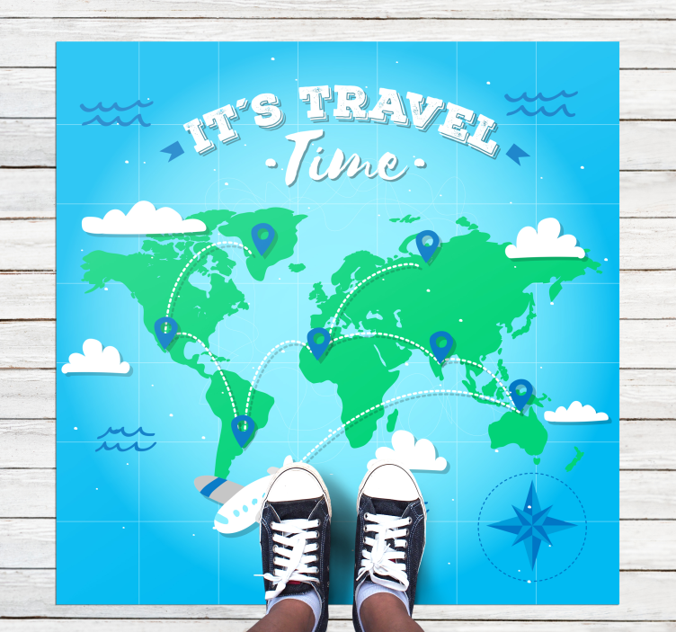 Alfombra vinílica mapamundi exploración del mapa mundial - TenVinilo