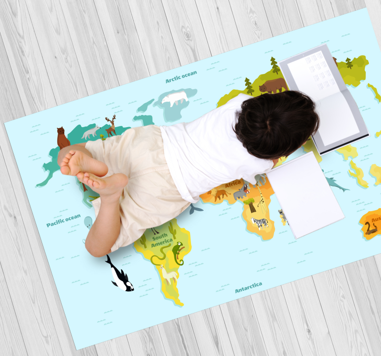 Alfombra vinílica mapamundi mapa educativo - TenVinilo