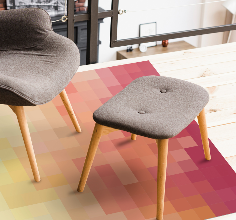 Alfombra vinílica geométrica patrón degradado rojo - TenVinilo