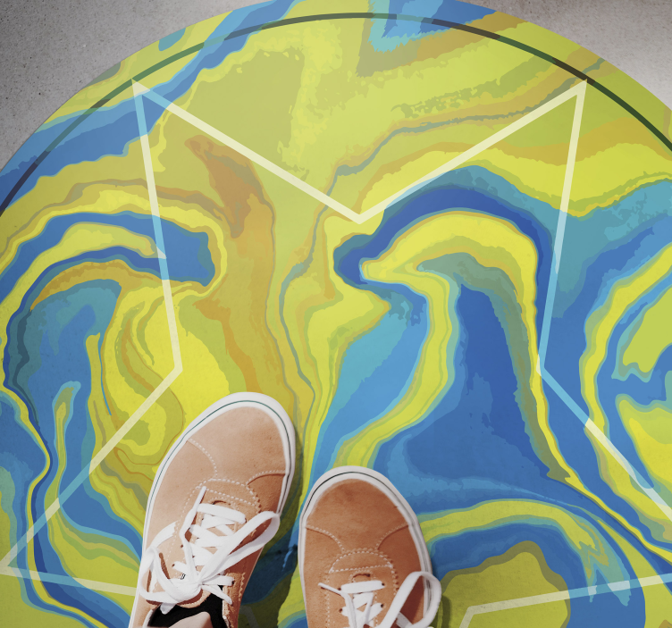 Alfombra vinílica imitación estrella azul y amarilla - TenVinilo