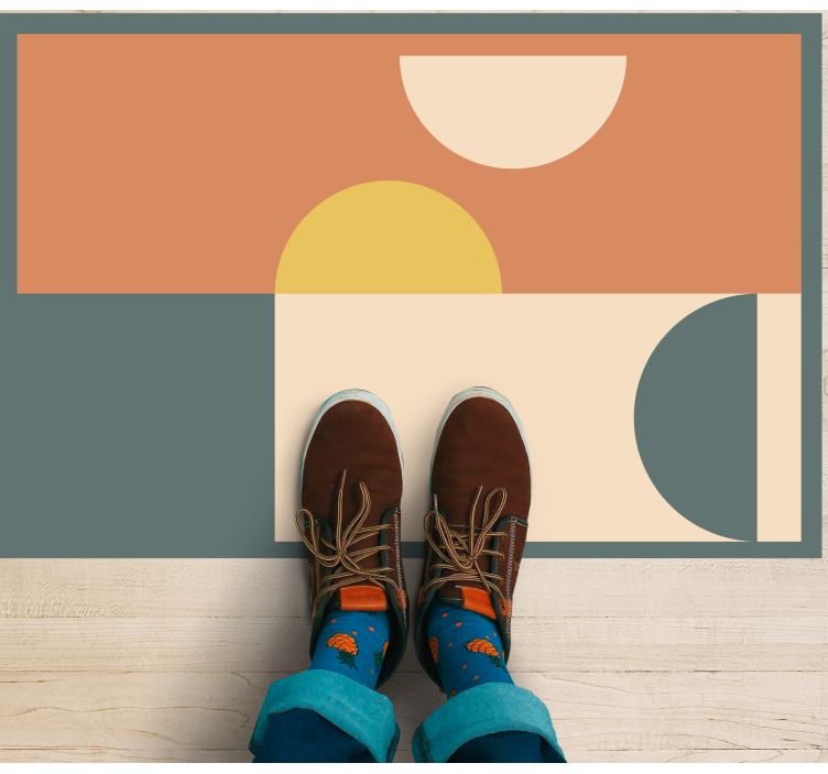 Alfombra vinílica moderna círculos y rectángulos - TenVinilo