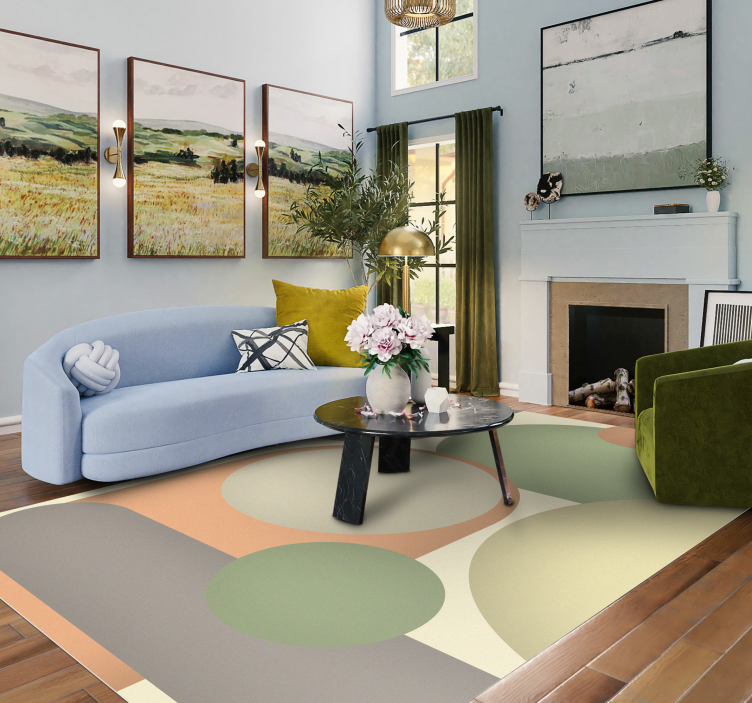 Alfombra vinílica moderna patrones circulares contemporáneos - TenVinilo