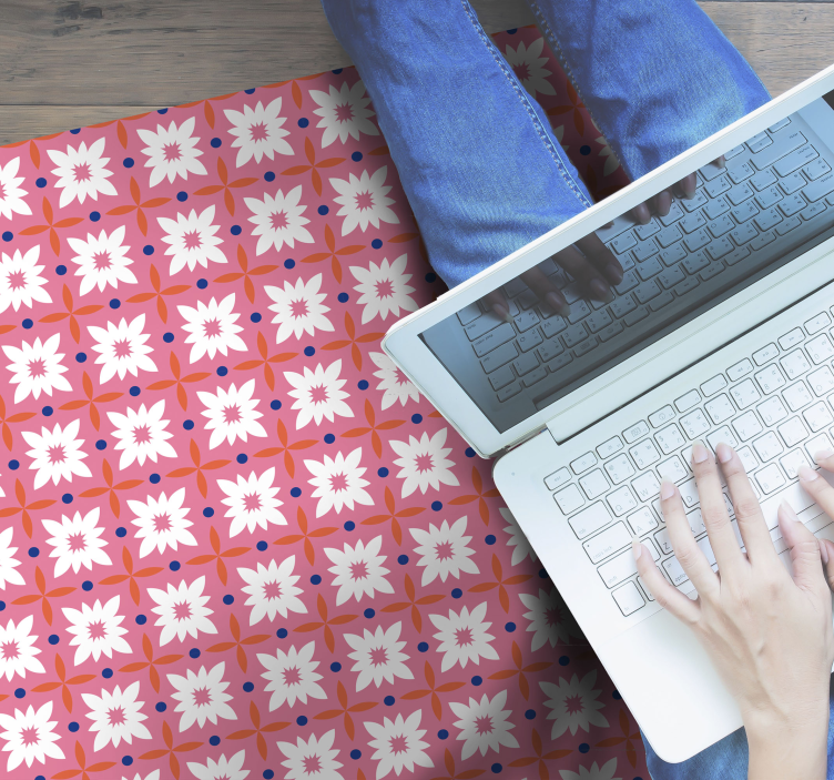 Alfombra vinilo mosaico Azulejos de colores florales - TenVinilo