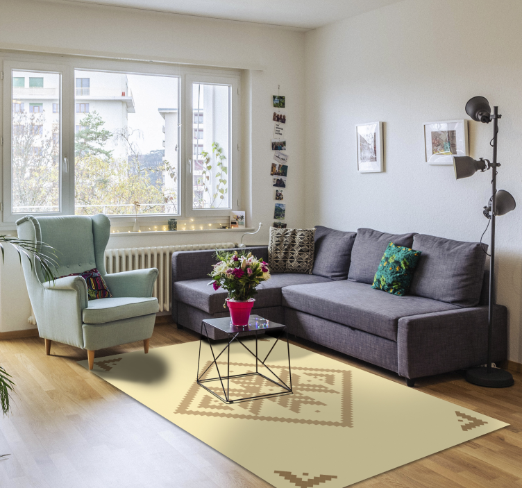 Alfombra vinílica salón elegante contraste geométrico - TenVinilo