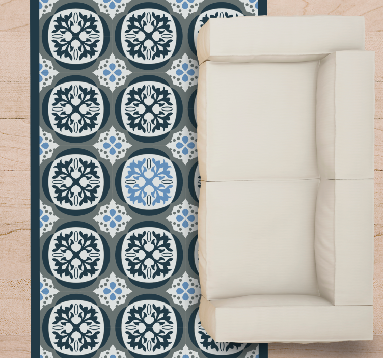 Alfombra vinílica hidráulica elegantes azulejos florales - TenVinilo