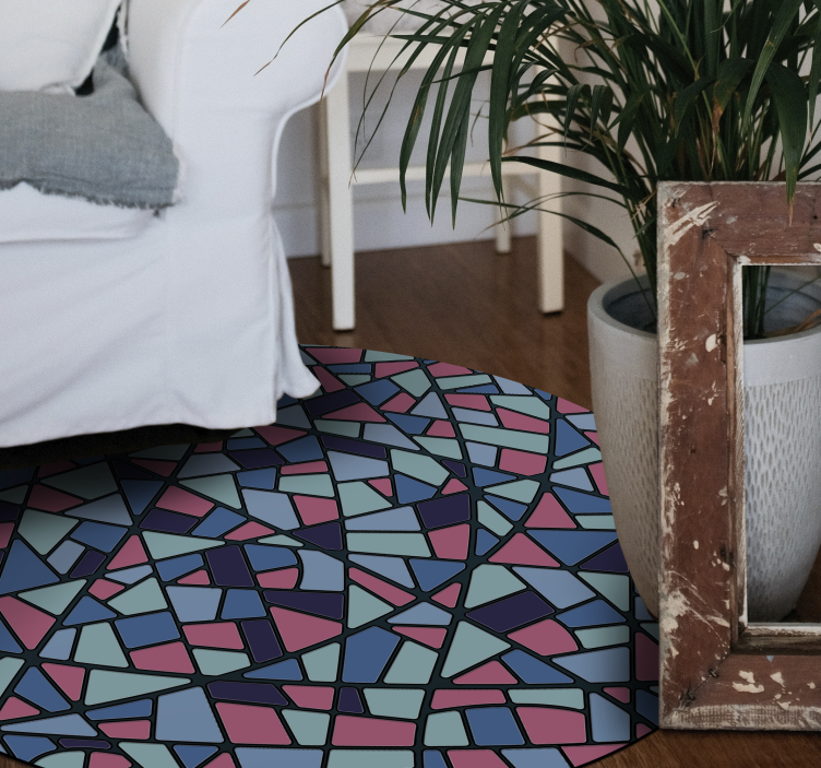 Alfombra vinilo mosaico imitación vitral - TenVinilo